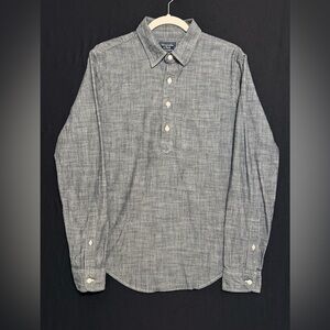 Abercrombie & Fitch Gray Casual Button-Down Henley Tunic Style Shirt Cotton